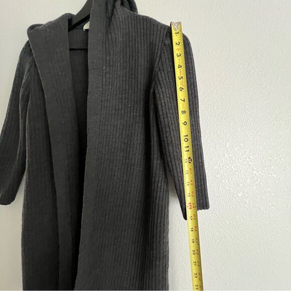 St John Collection Wool Hooded Open Front Long Sweater Size 2 Grey - Picture 5 of 5